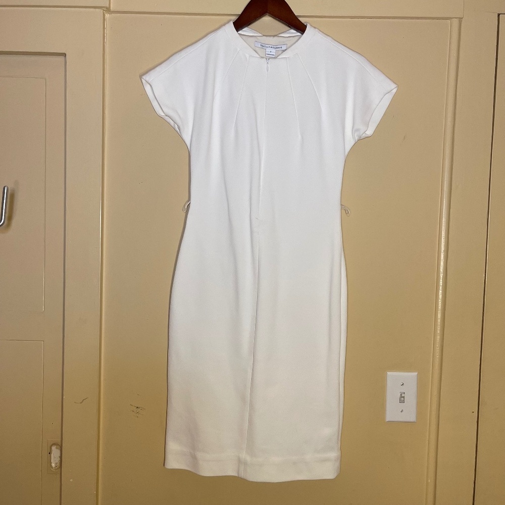 White Short-Sleeve Shift Dress